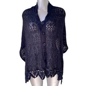 Crochet Poncho Shawl Cape Mantle Open Knit Boho Whimsigoth Grannycore Witchy OS